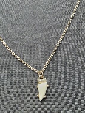 Estate Gold Tone Chain with Cream Tooth Pendant Necklace Item 435